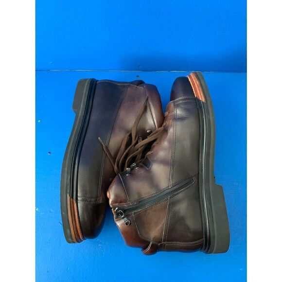 SANTONI EVEREST HIKING BOOT 8.5  D DERBY BURNISHED BROWN ZIPPER - Picture 5 of 8